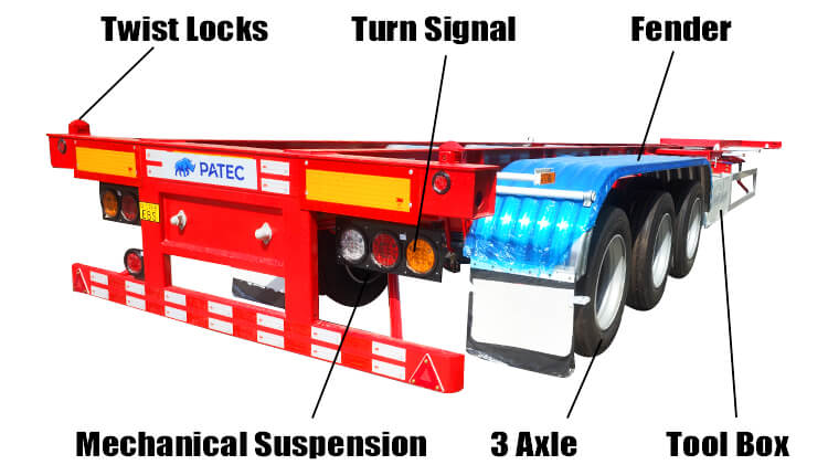 Patec 3 Axle 40 Ft Container Chassis Trailer for Sale in Jamaica