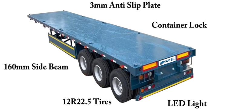 PATEC 3 Axle 40 foot Flatbed Semi Trailer for Sale In Guyana